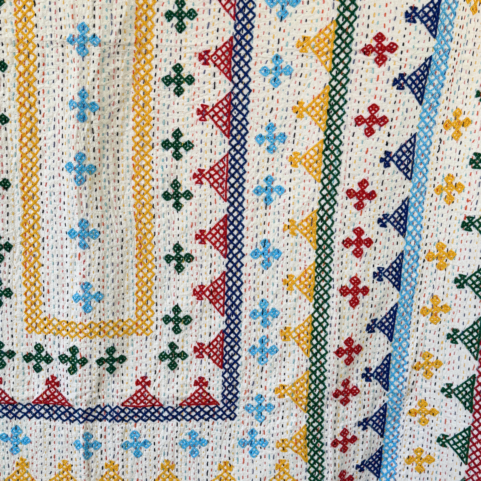 SINGLE KANTHA - RED, GREEN, YELLOW, BLUE, NAVY