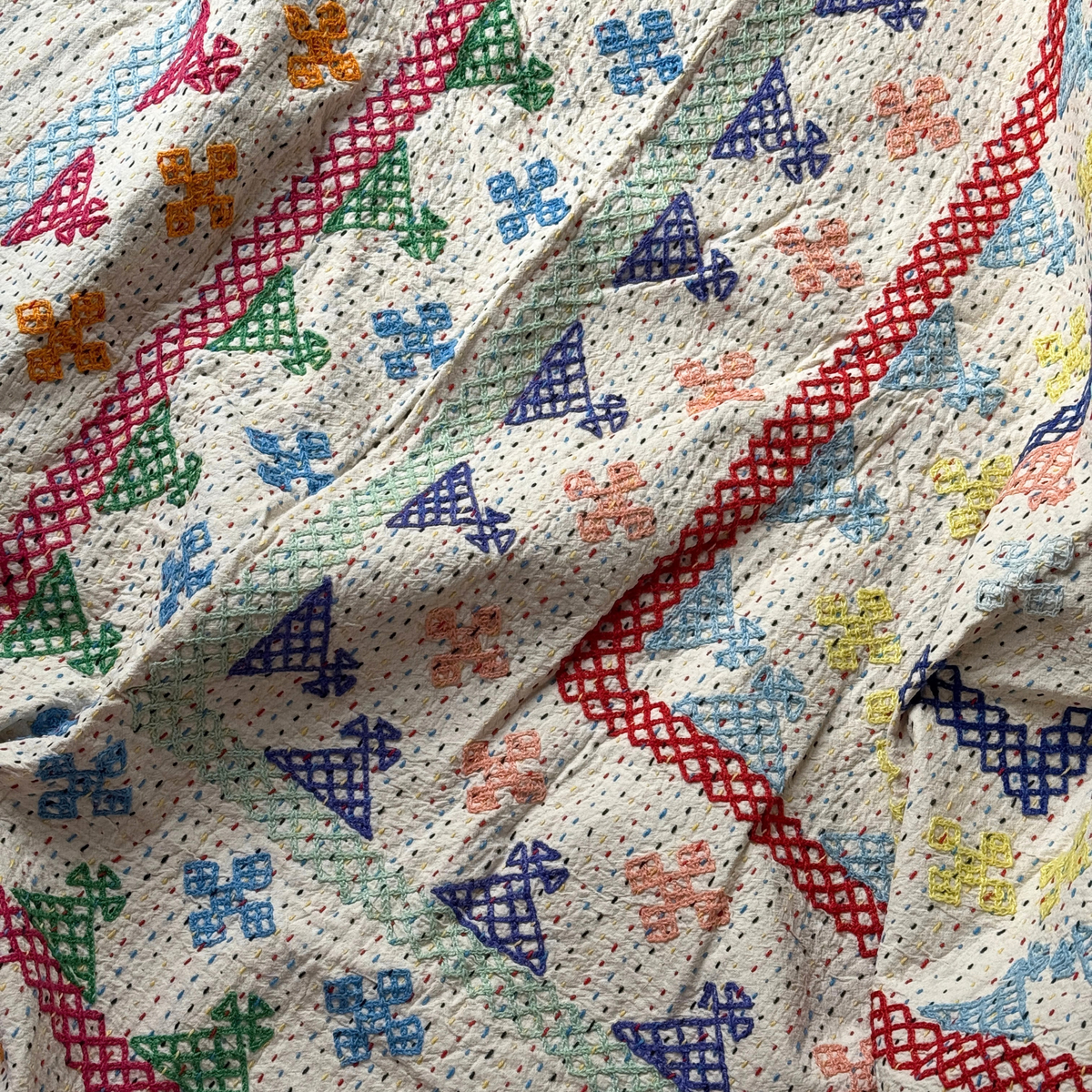 SINGLE KANTHA - BLUE, PINK, YELLOW, RED, GREEN, MINT, LIME, ORANGE