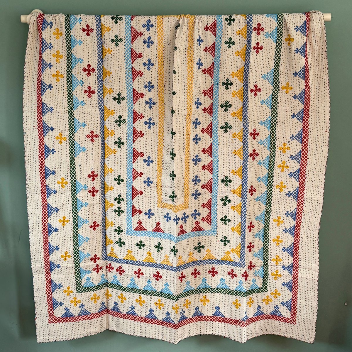 SINGLE KANTHA - RED, BLUE, YELLOW, GREEN