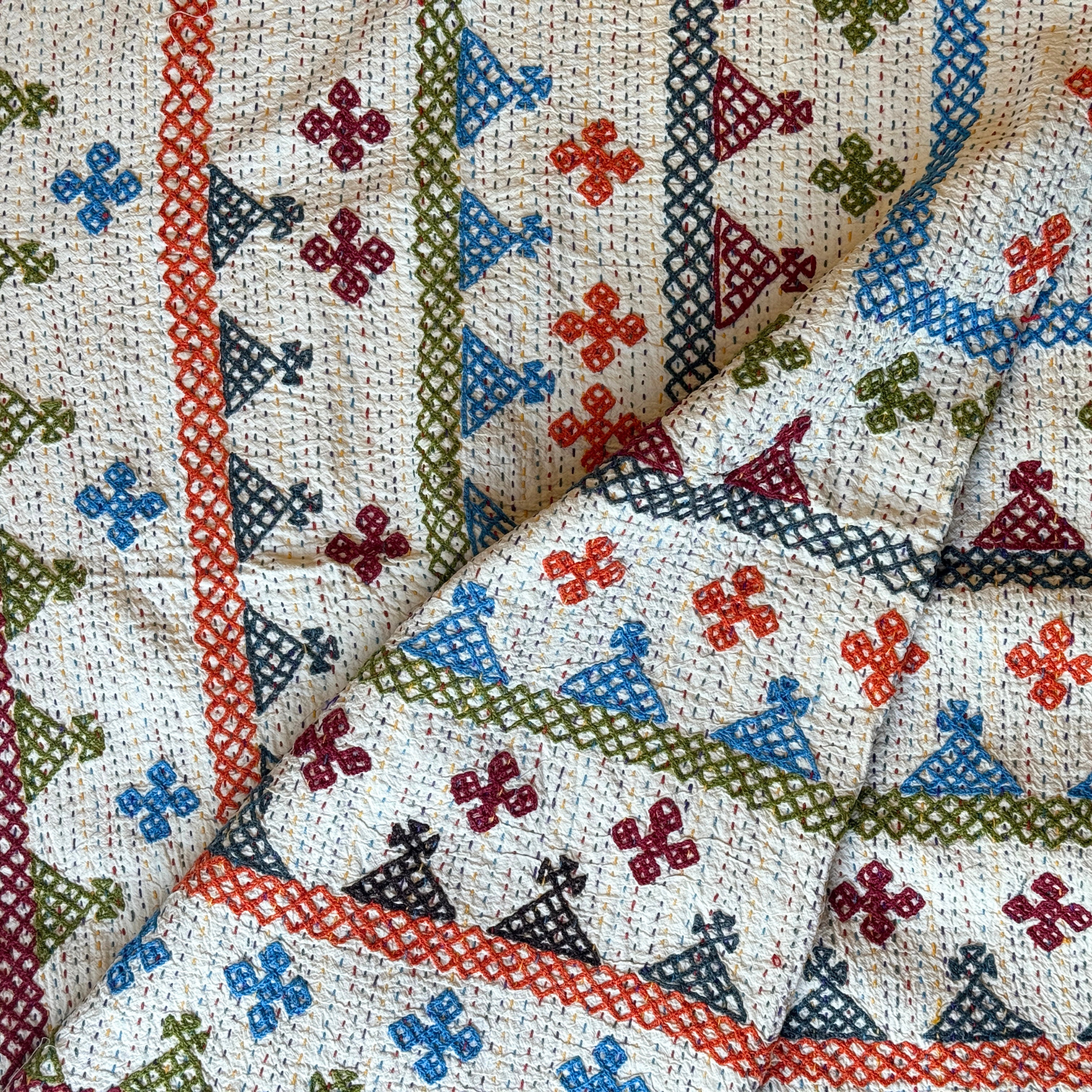 SINGLE KANTHA - RUST, SAGE, BLUE, ORANGE