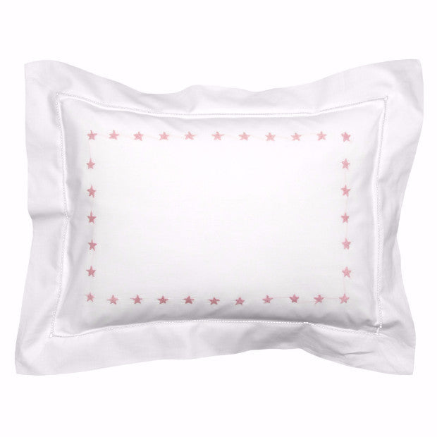 mini pink star border pillowcase