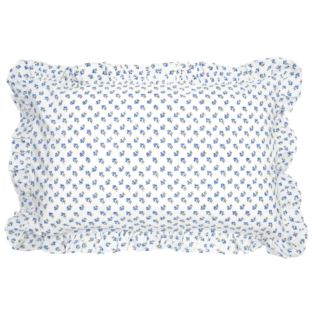 Blue Ditsy Ruffle Pillowcase