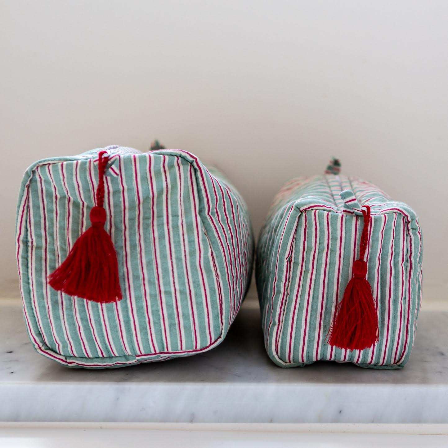 Green Stripe Wash Bag