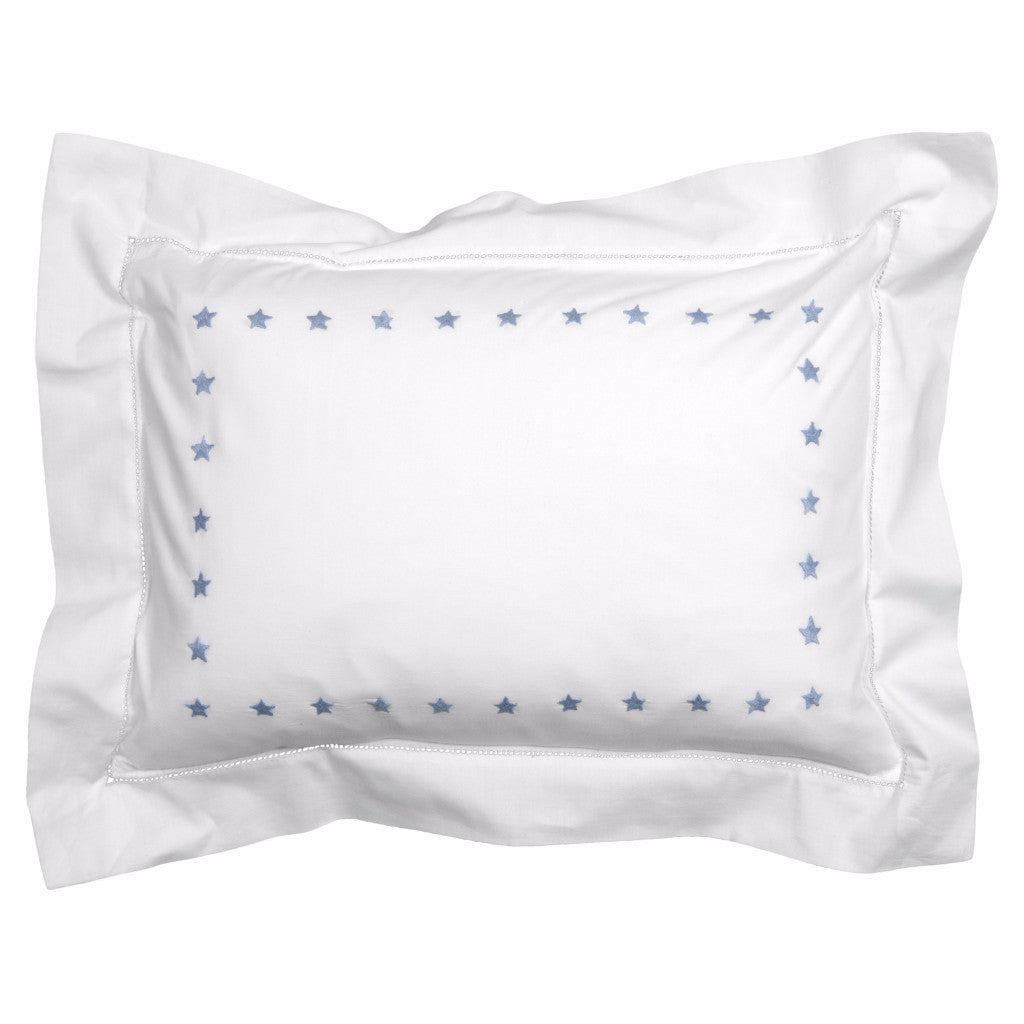 mini blue star border pillowcase