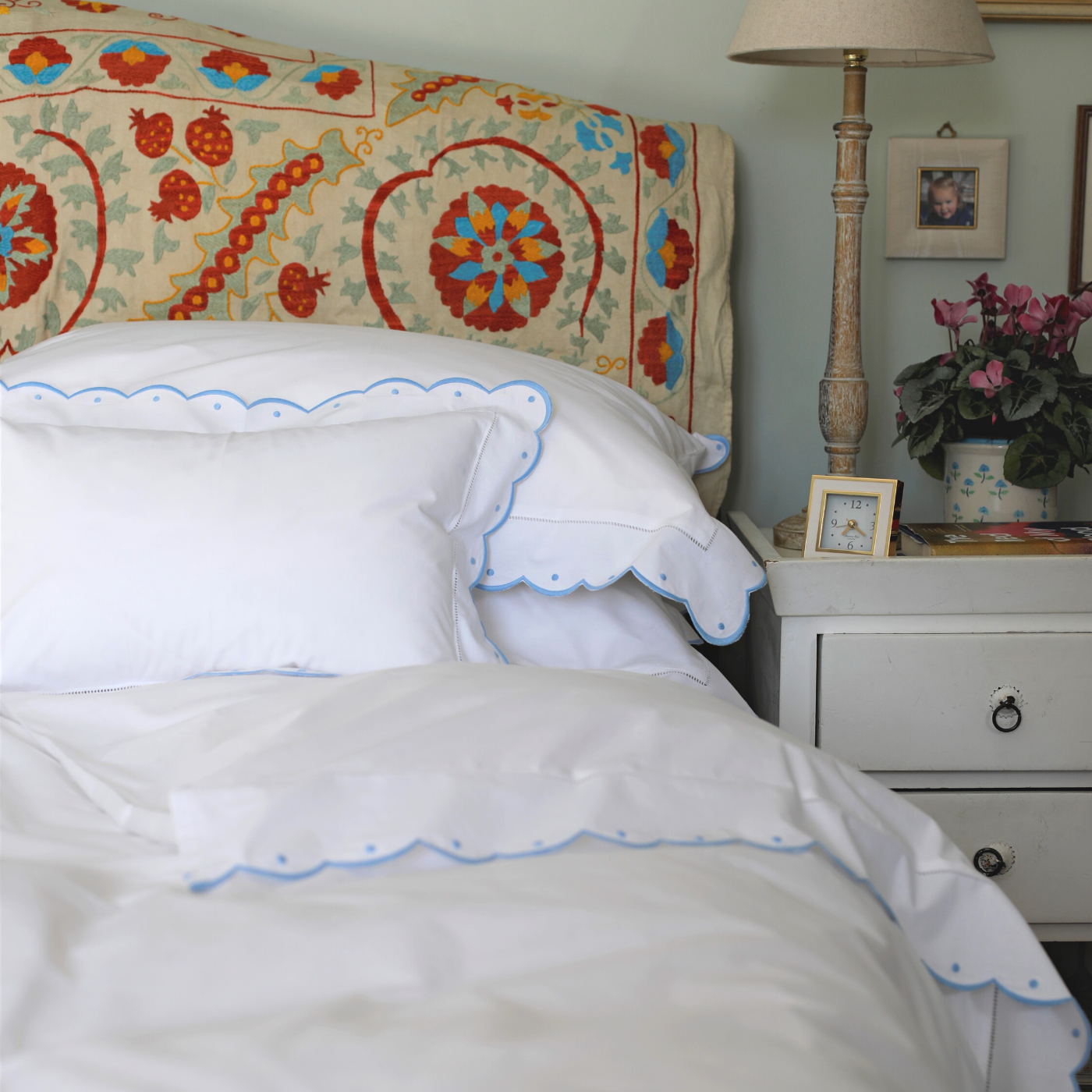 Blue Scallop and Dot Cotton Duvet Cover