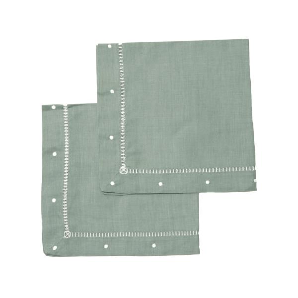 olive green dot linen napkins