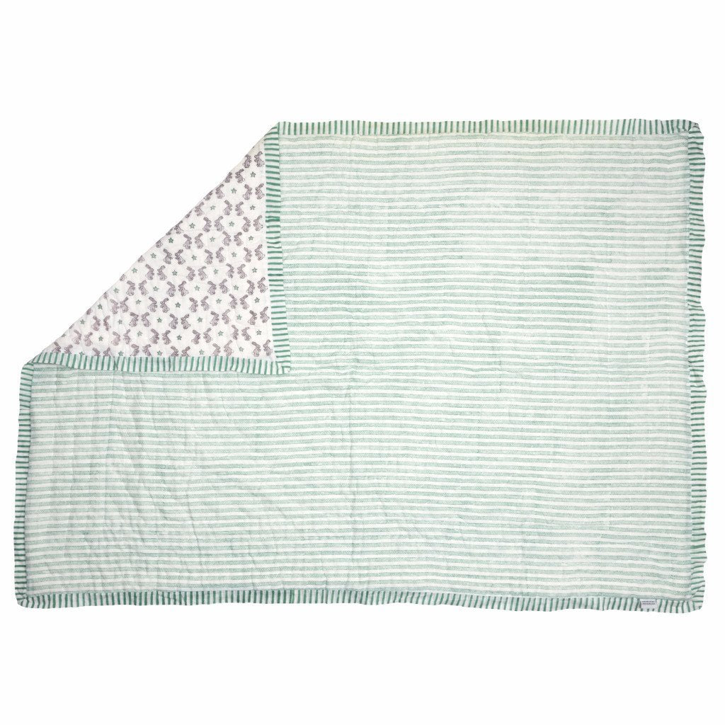 Green bunny Cot Quilt