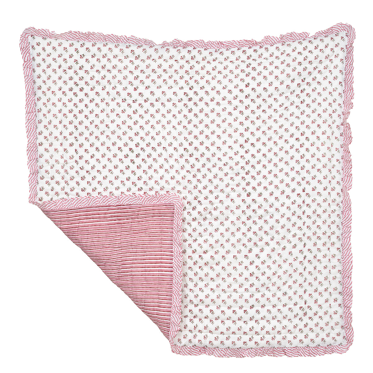 Pink Ditsy Baby Ruffle Quilt
