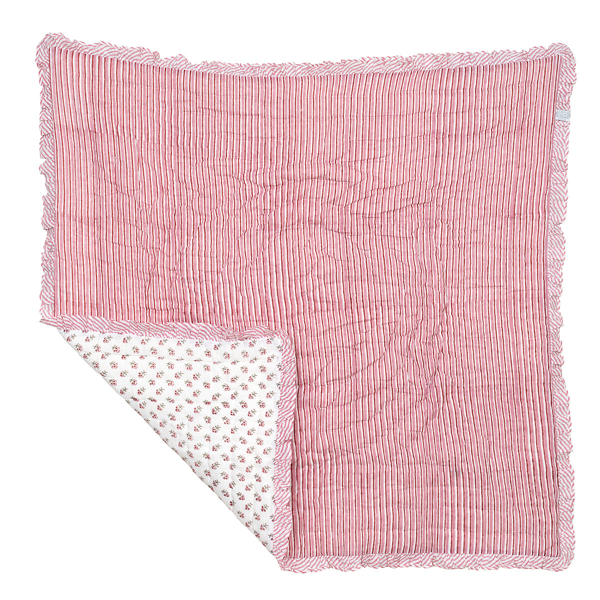 Pink Ditsy Baby Ruffle Quilt