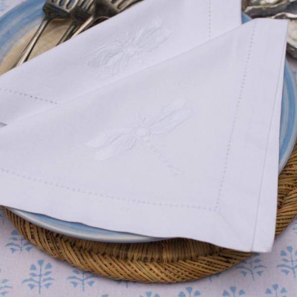 White Dragonfly Napkin - Set of 4