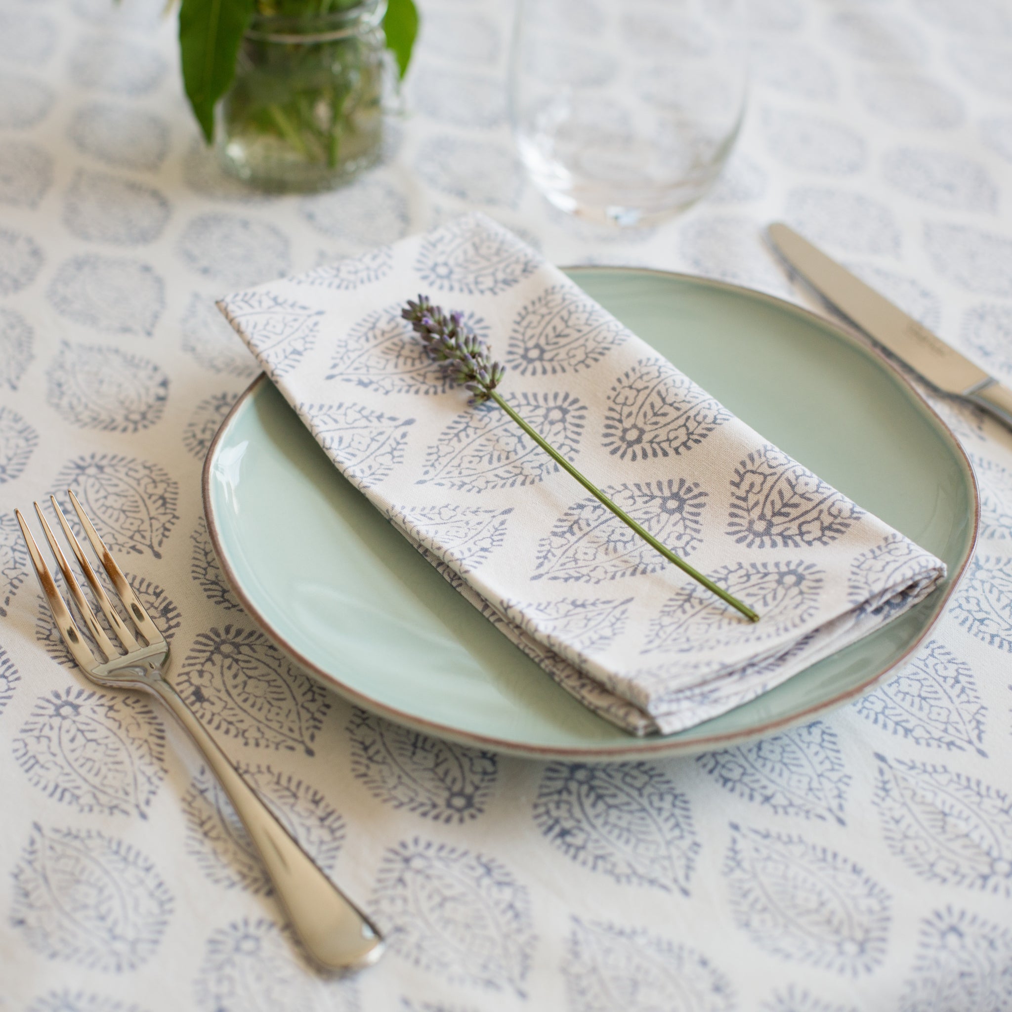 Grey Leaf Tablecloth