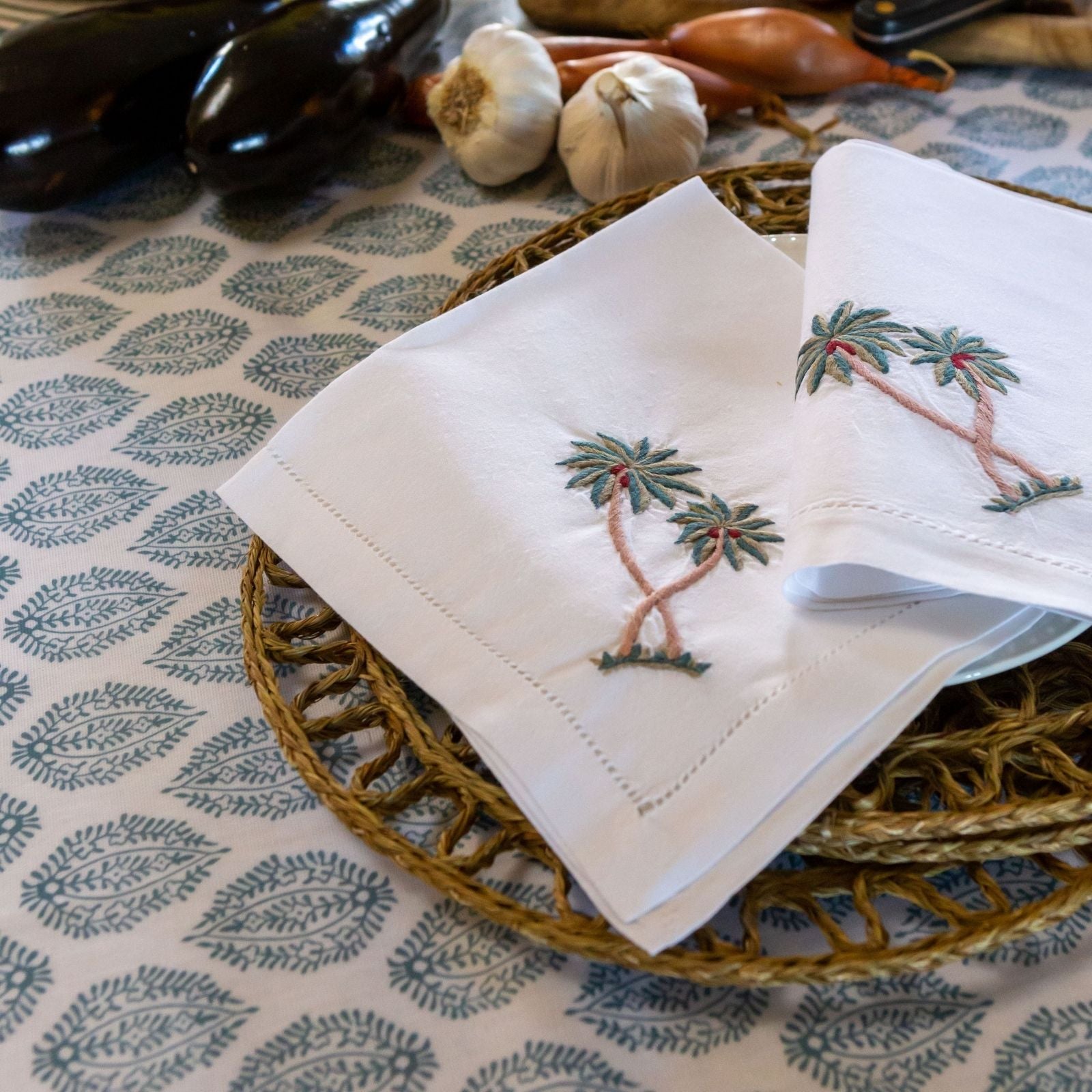 Embroidered Palm Tree Napkins