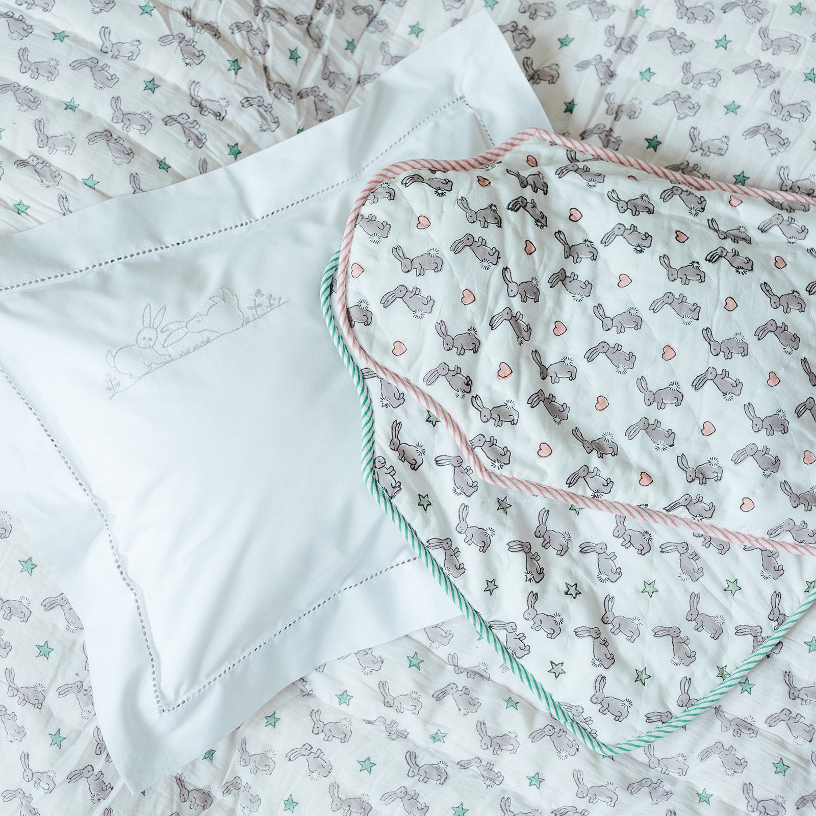 Cotton Pink Bunny Hot Water Bottle Cover