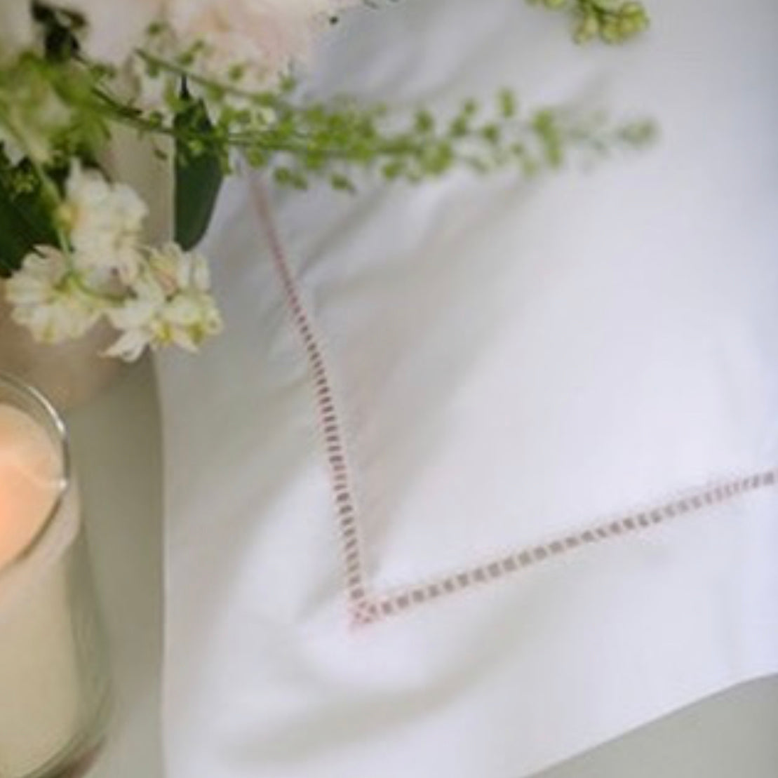 Cotton Pink Ladderstitch Pillowcase