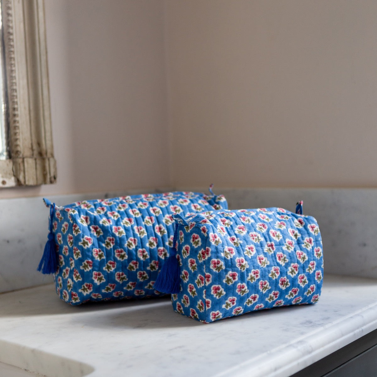 Azure Blue Ditsy Wash Bag