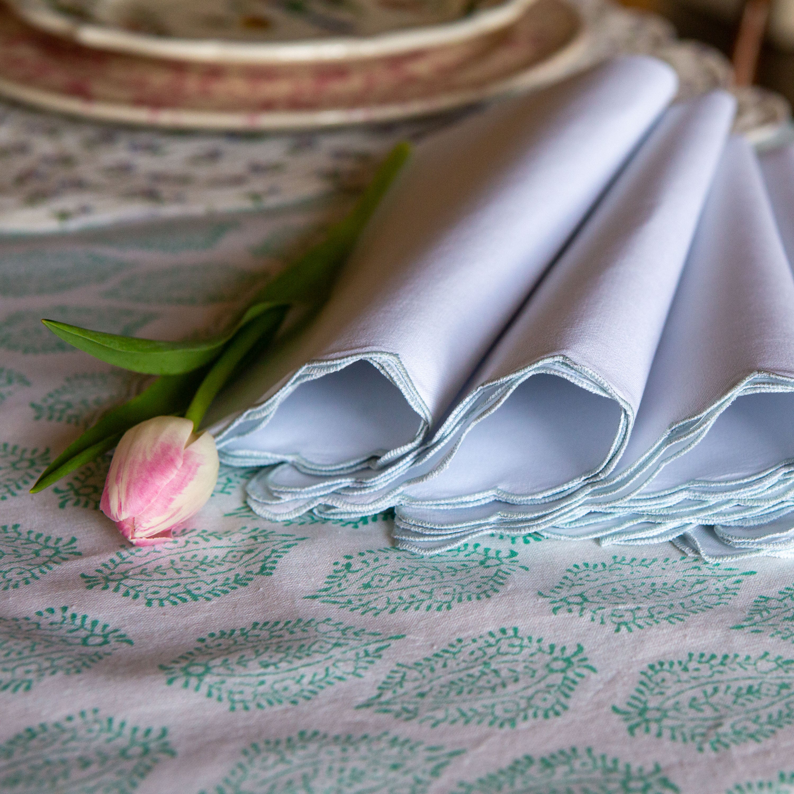Duck Egg Mini Scallop Napkin
