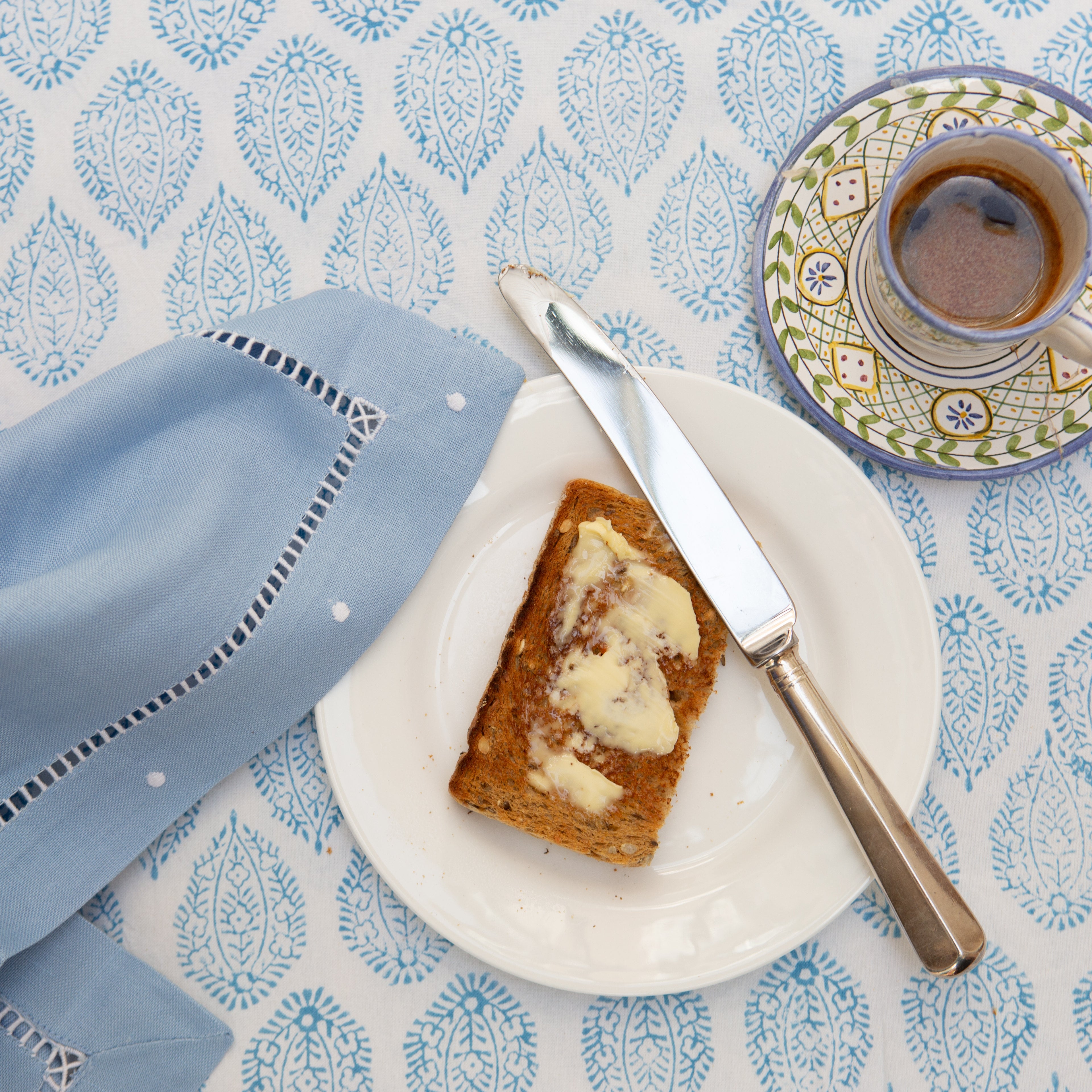 Blue Leaf Tablecloth