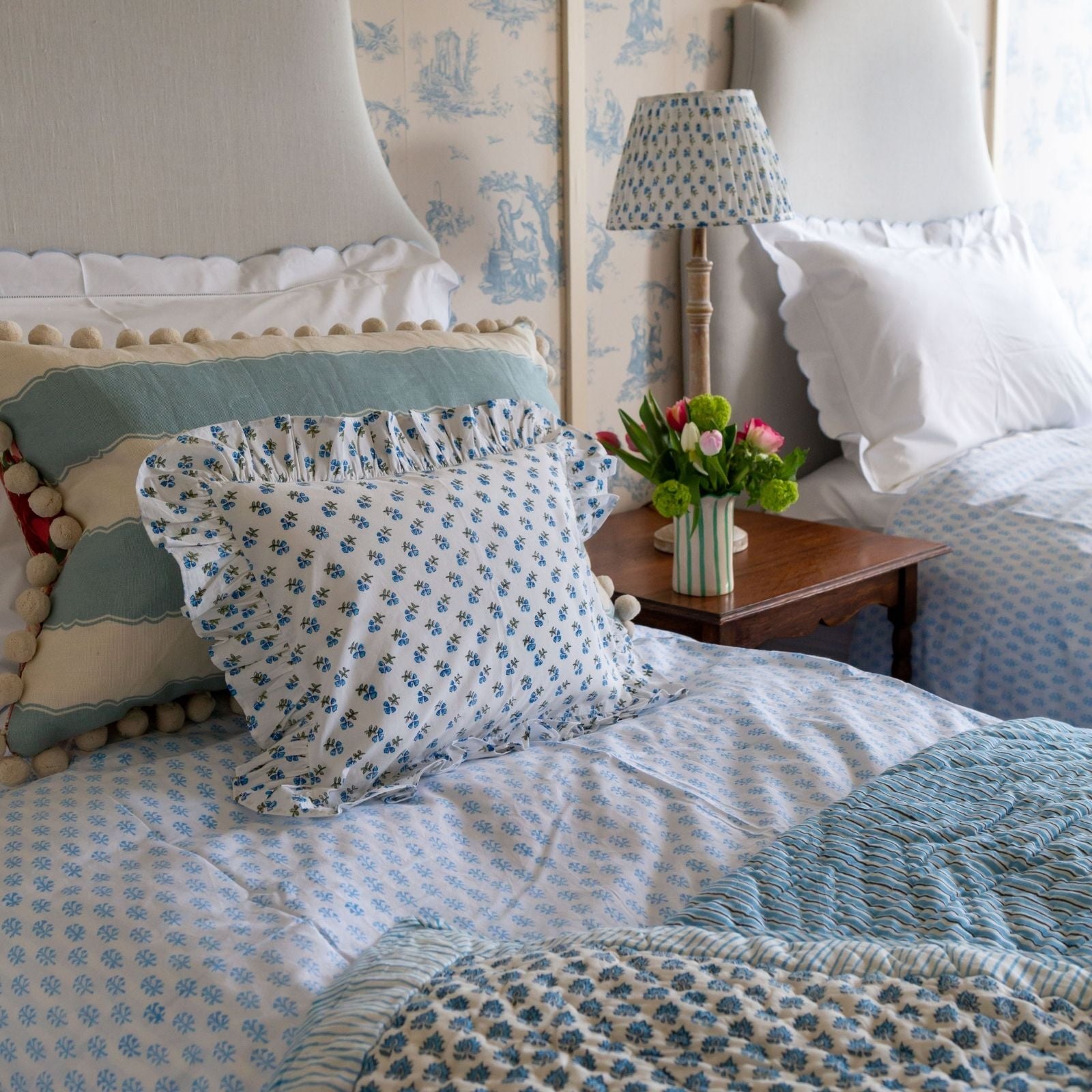 Baby Blue Disty Floral Pillowcase