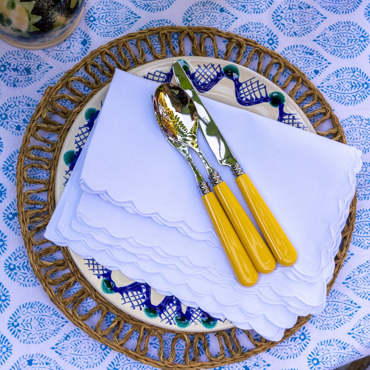 White Mini Scallop Napkin