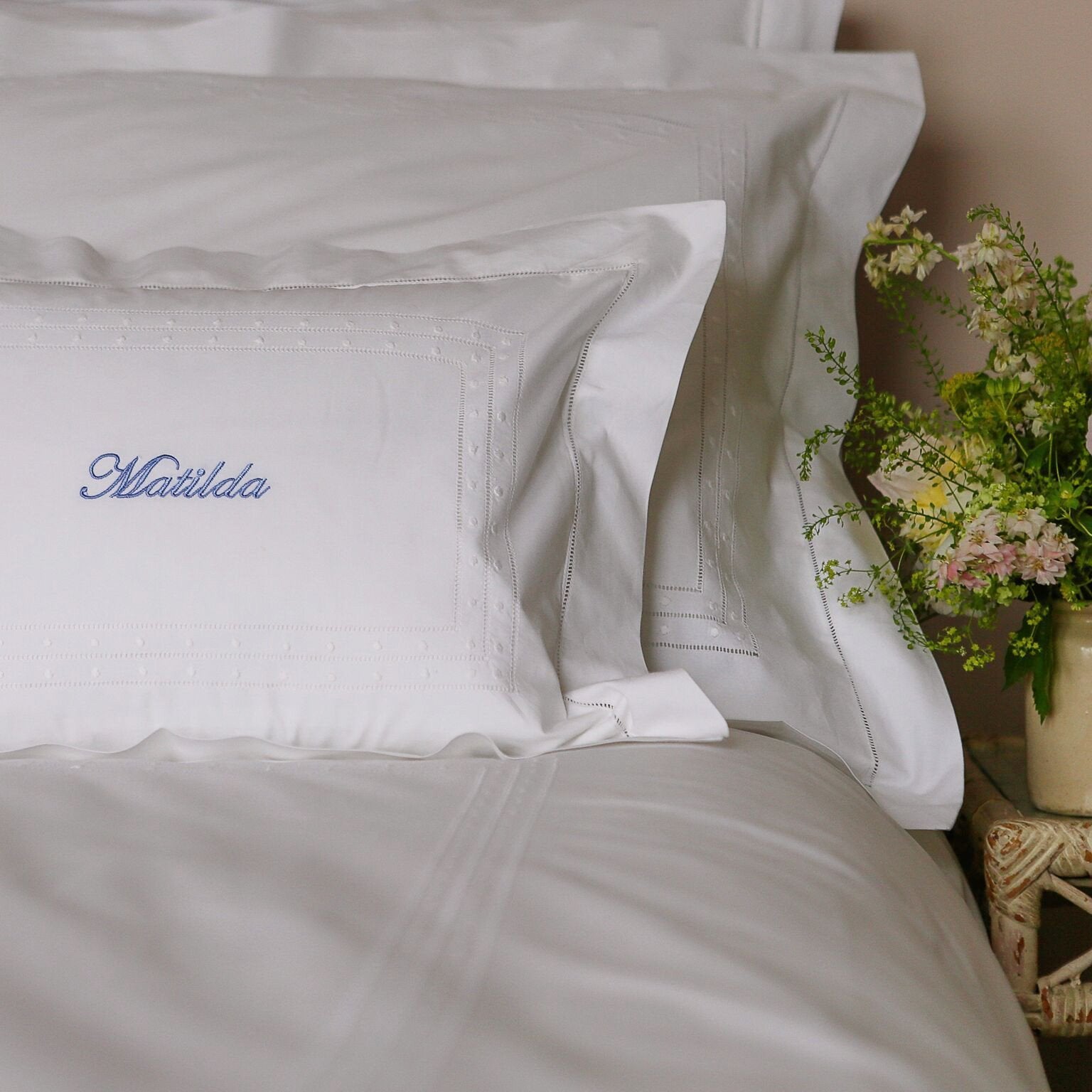 White Matilda Square Pillowcase