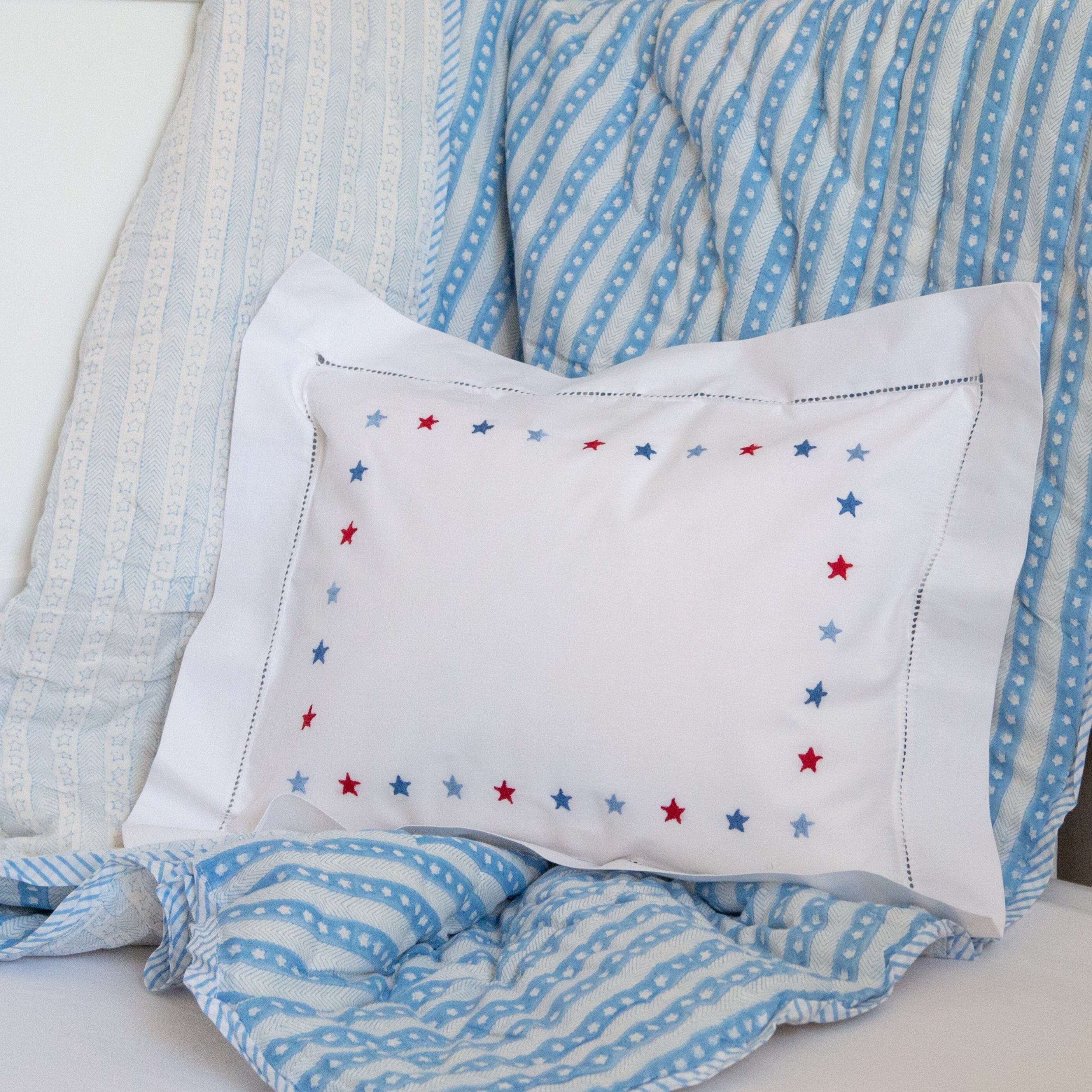 Red & Blue Star Baby Pillowcase