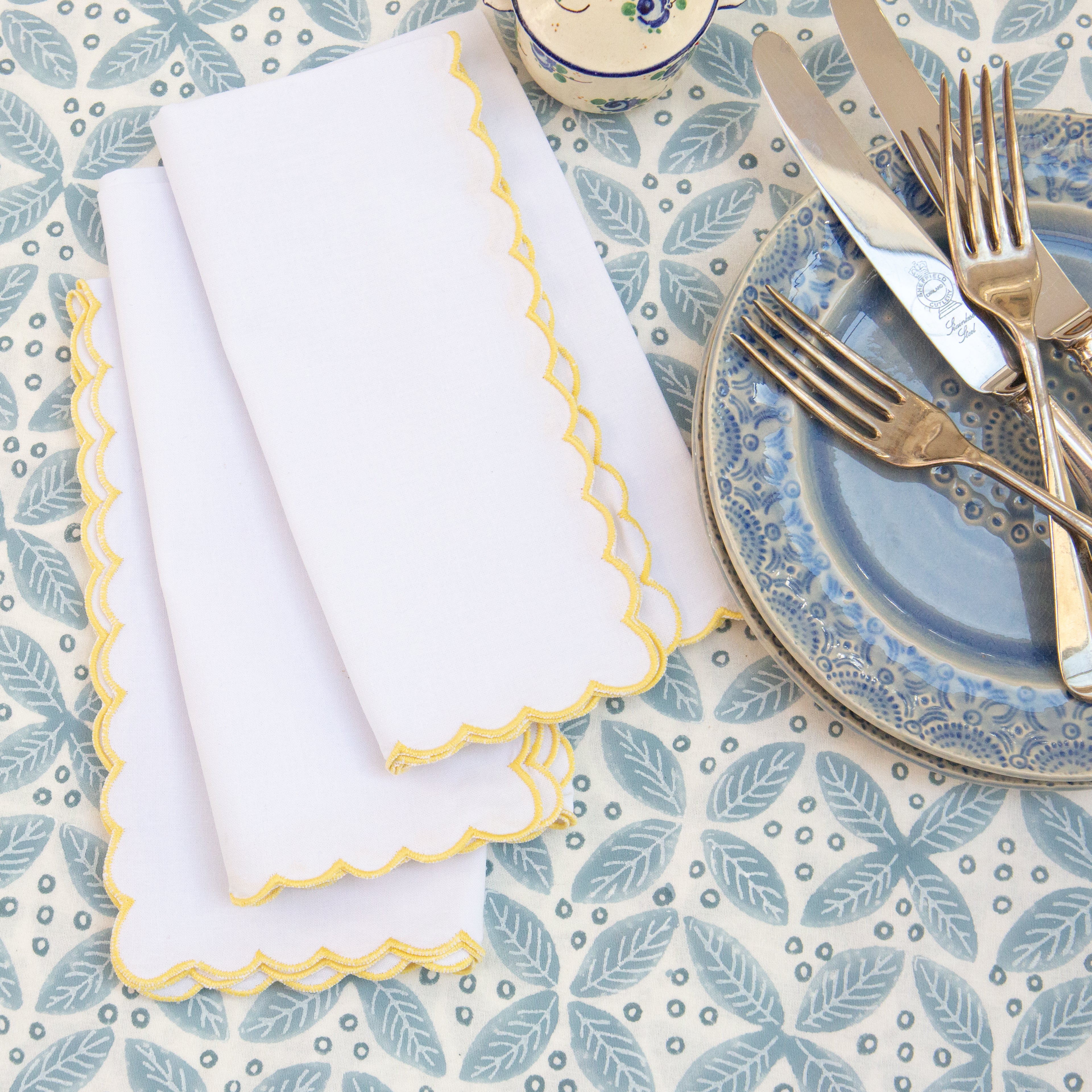 Yellow Mini Scallop Napkin