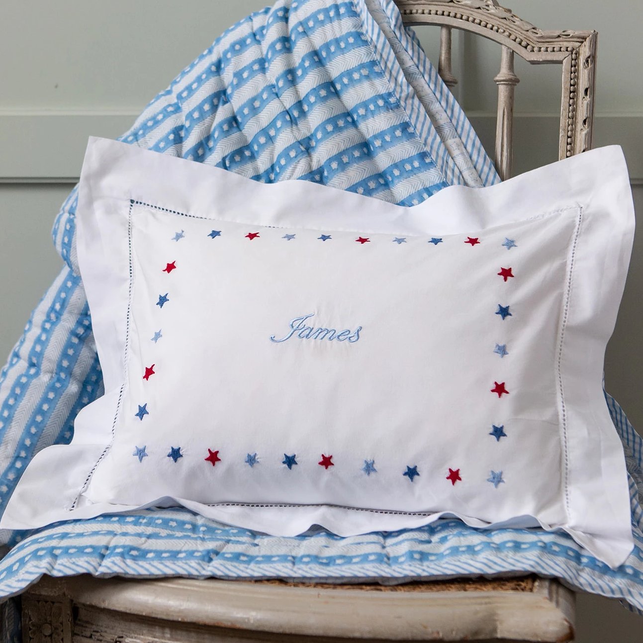 Red & Blue Star Baby Pillowcase