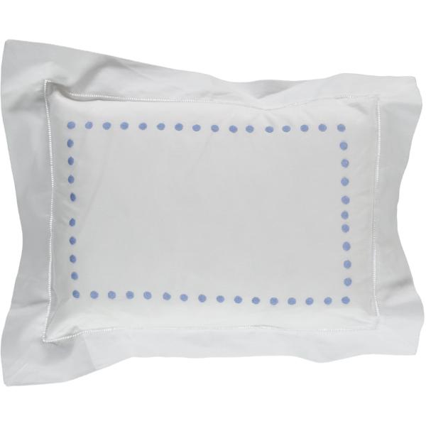 Blue dots embroidered baby pillowcase