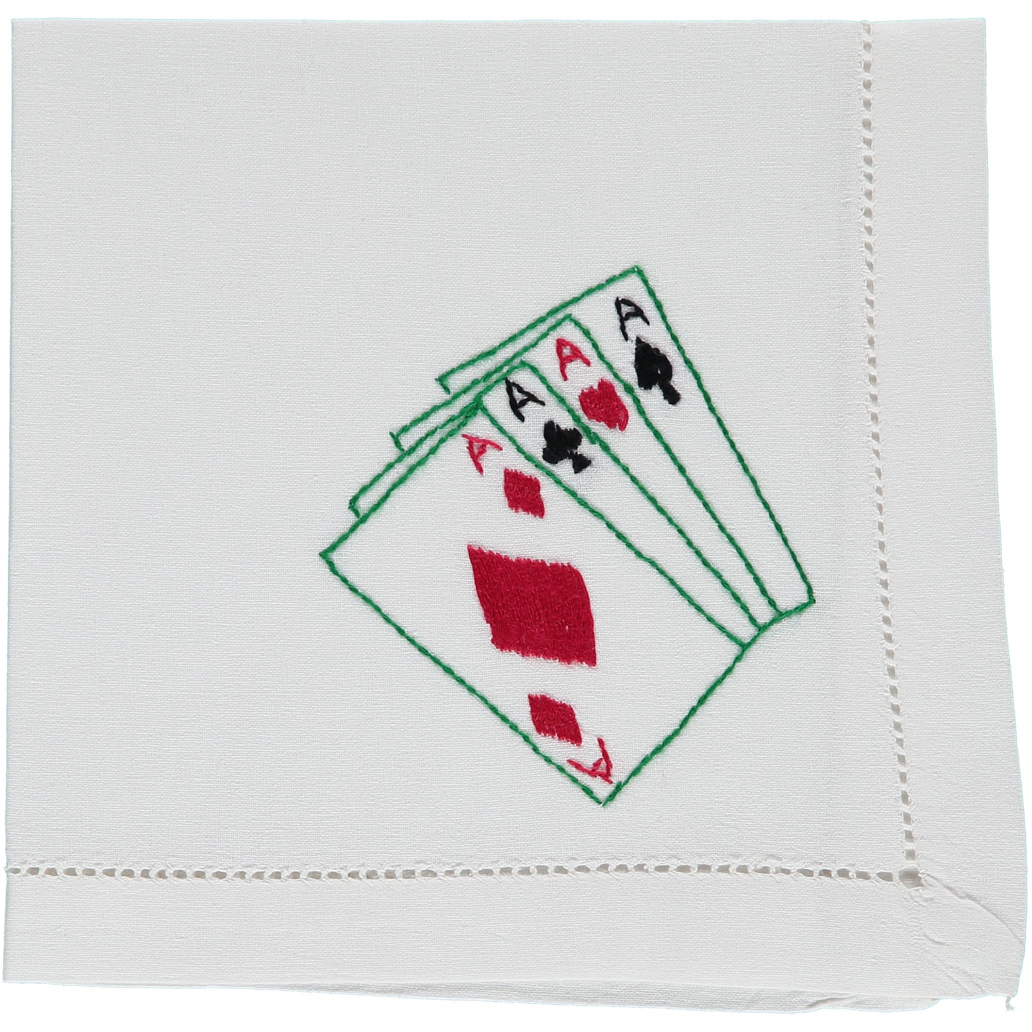 playing cards embroidered napkin