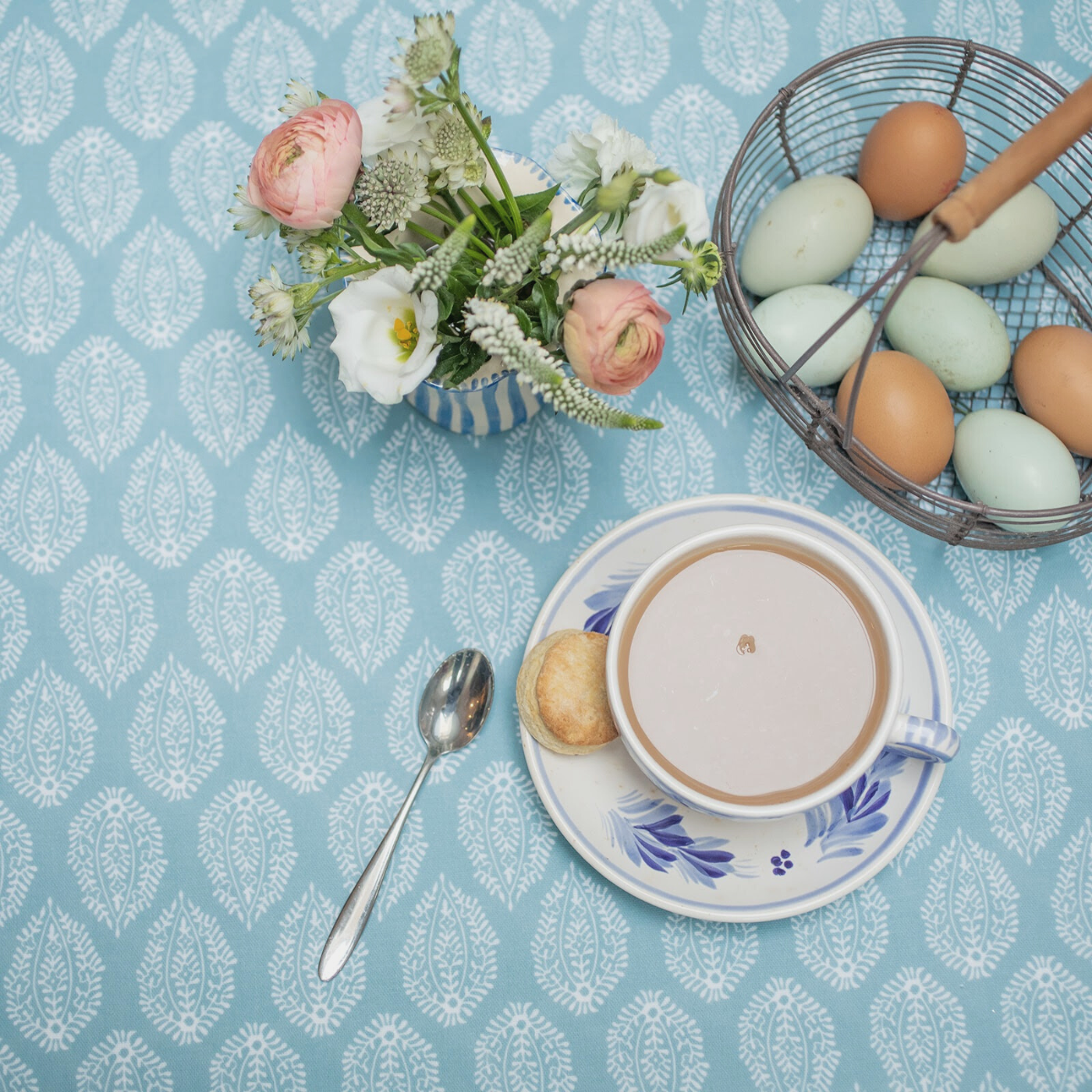 Blue Leaf Reverse Oilcloth