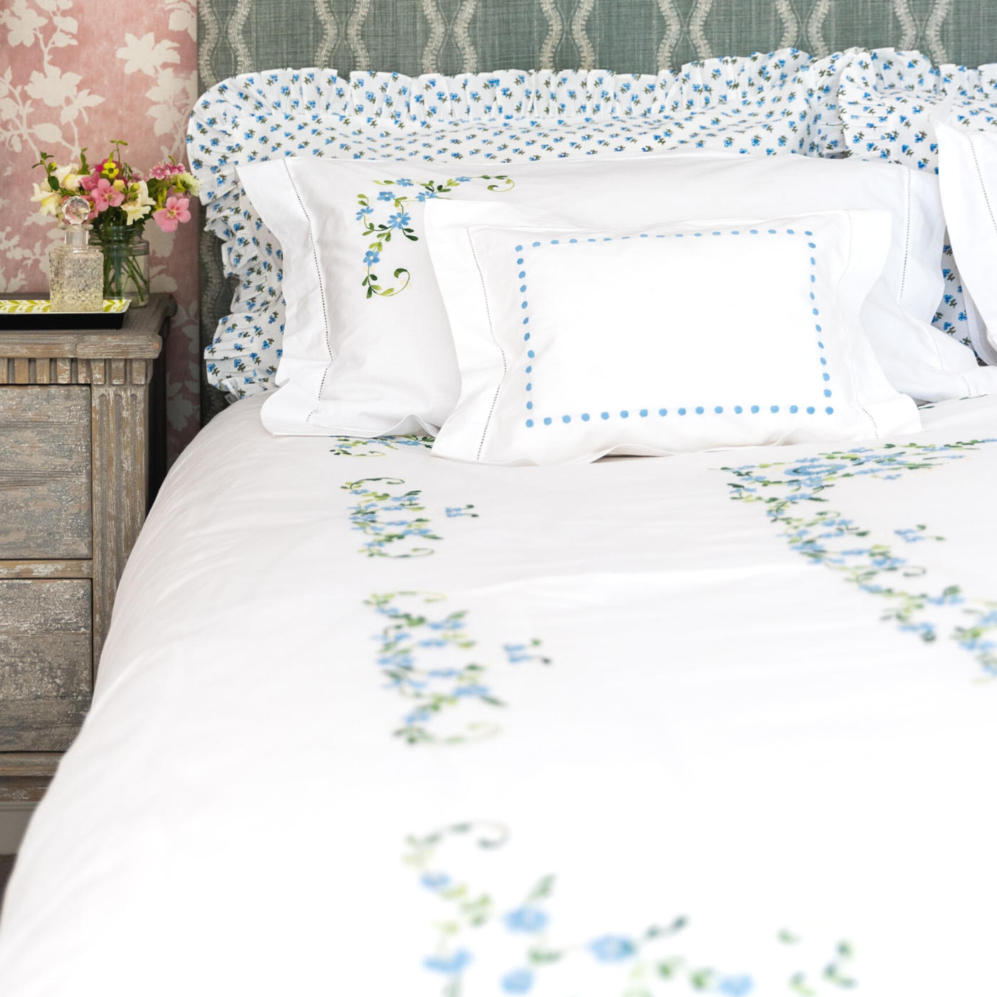 Margot Embroidered Flowers Duvet Cover