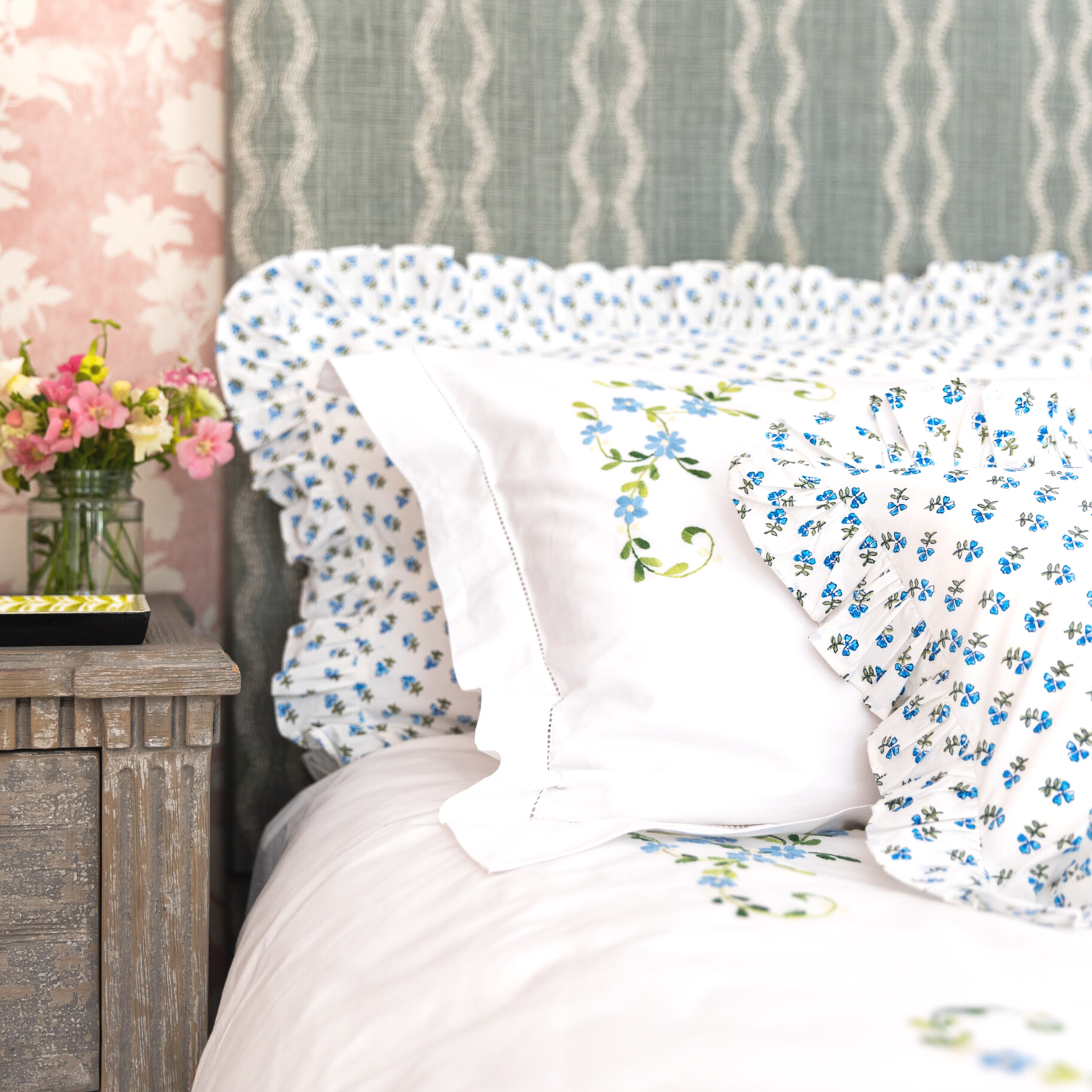 Margot Embroidered Flowers Duvet Cover