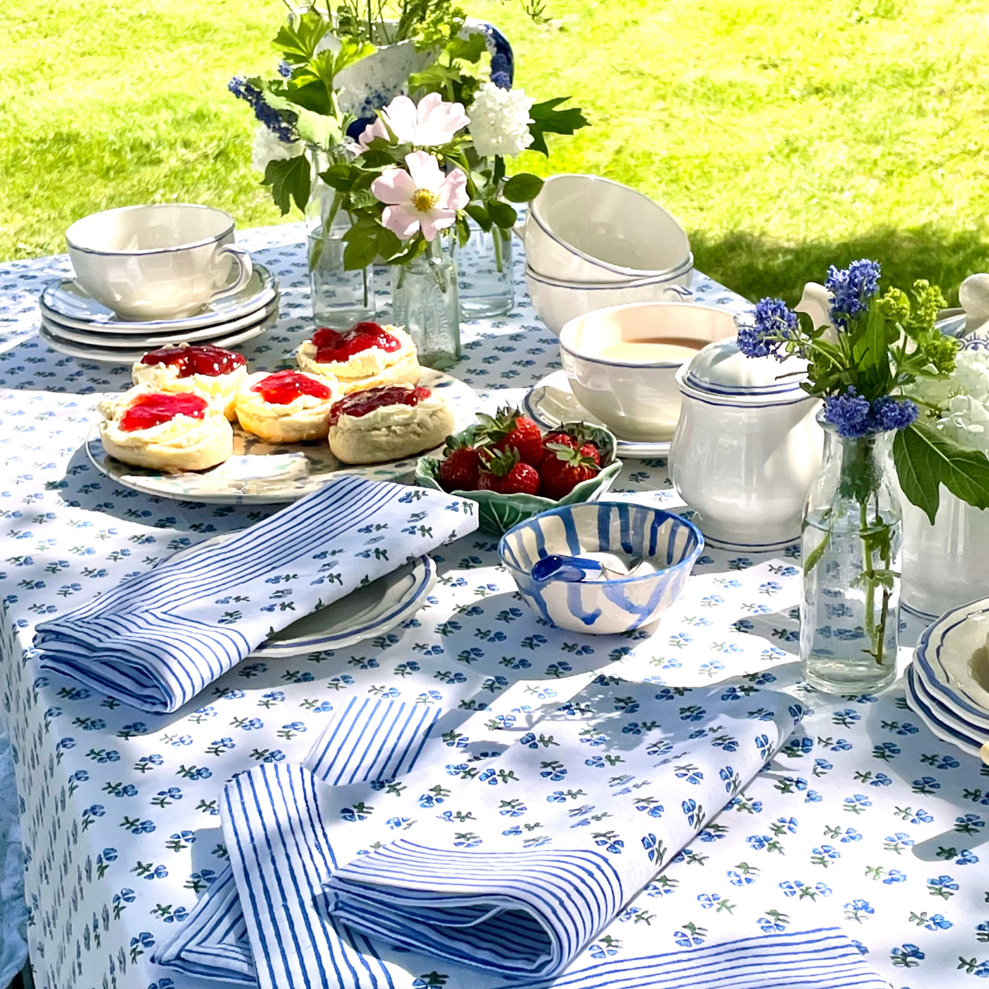 Blue Ditsy Tablecloth