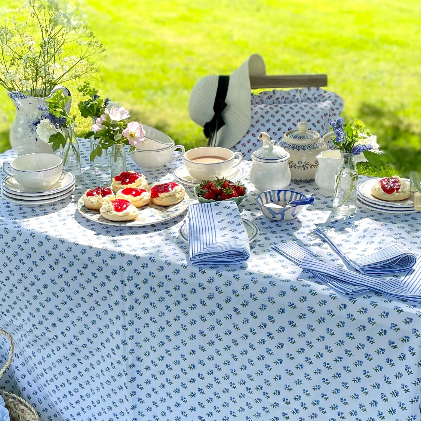 Blue Ditsy Napkin - Set of 4