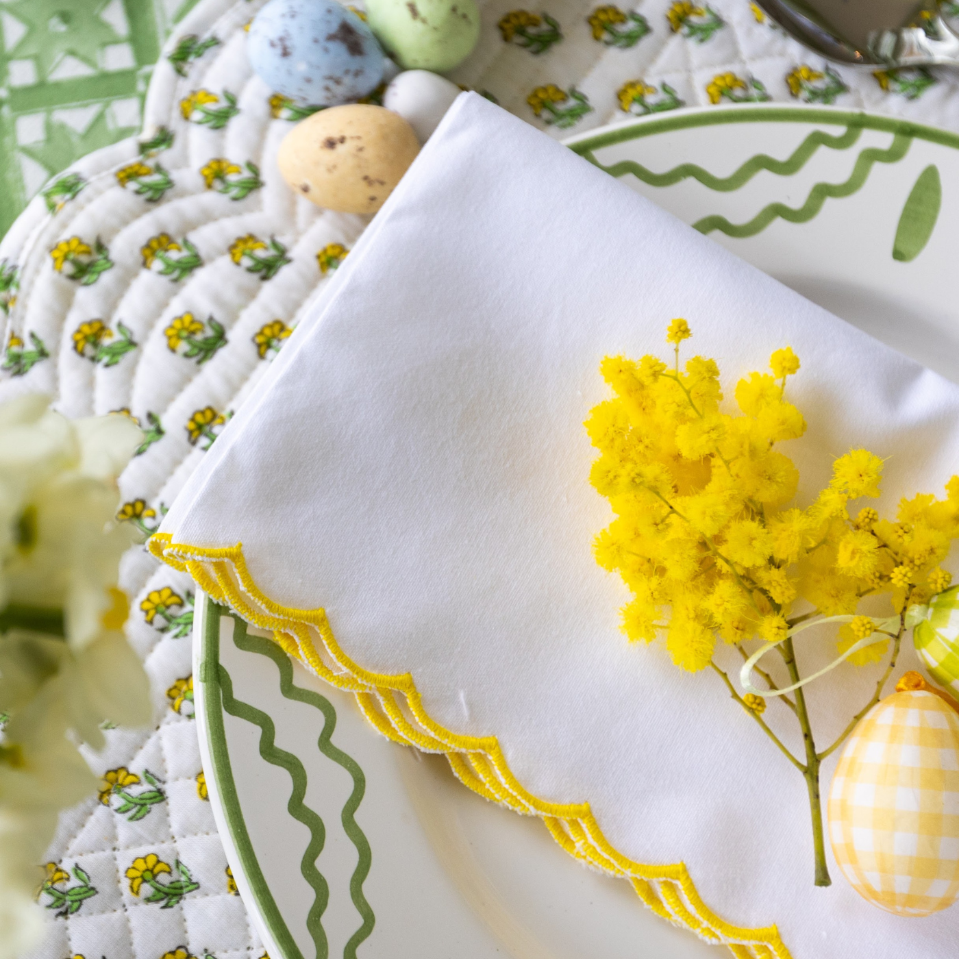 Yellow Mini Scallop Napkin