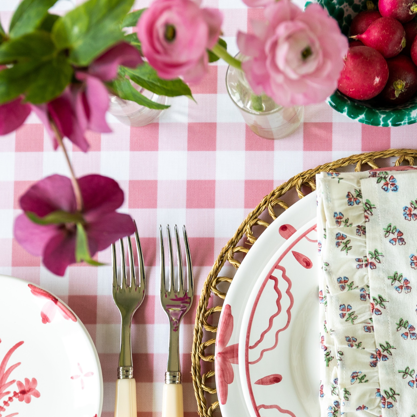 Pink Gingham oilcloth