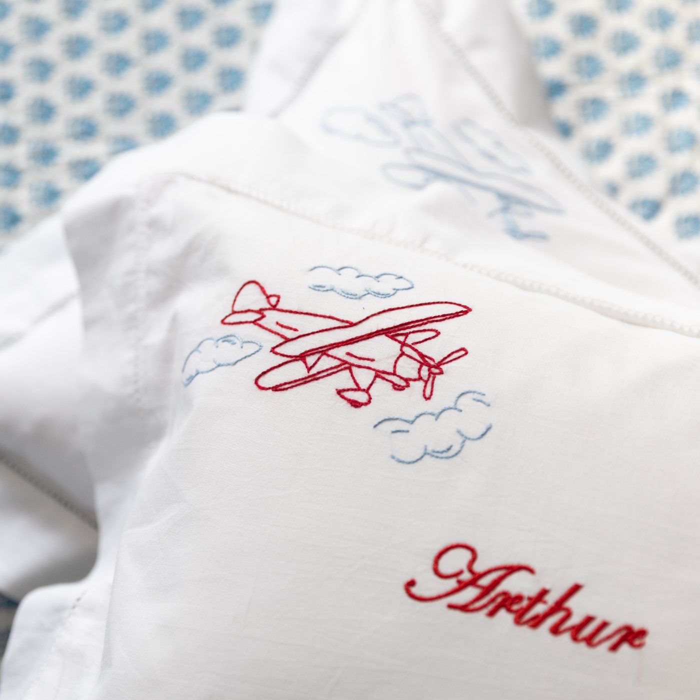 Red & Blue Aeroplane Baby / Boudoir Pillowcase