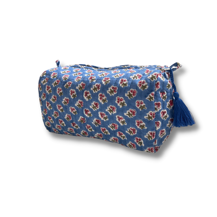 Azure Blue Ditsy Wash Bag