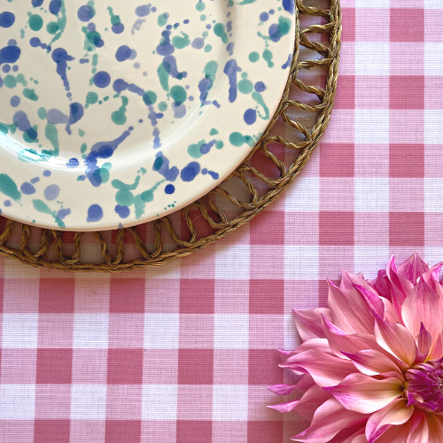 Pink Gingham Oilcloth