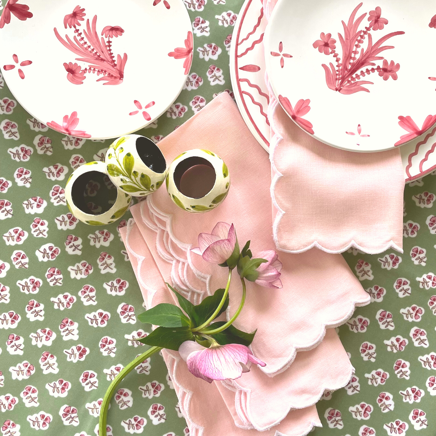 Sage Green Floral oilcloth