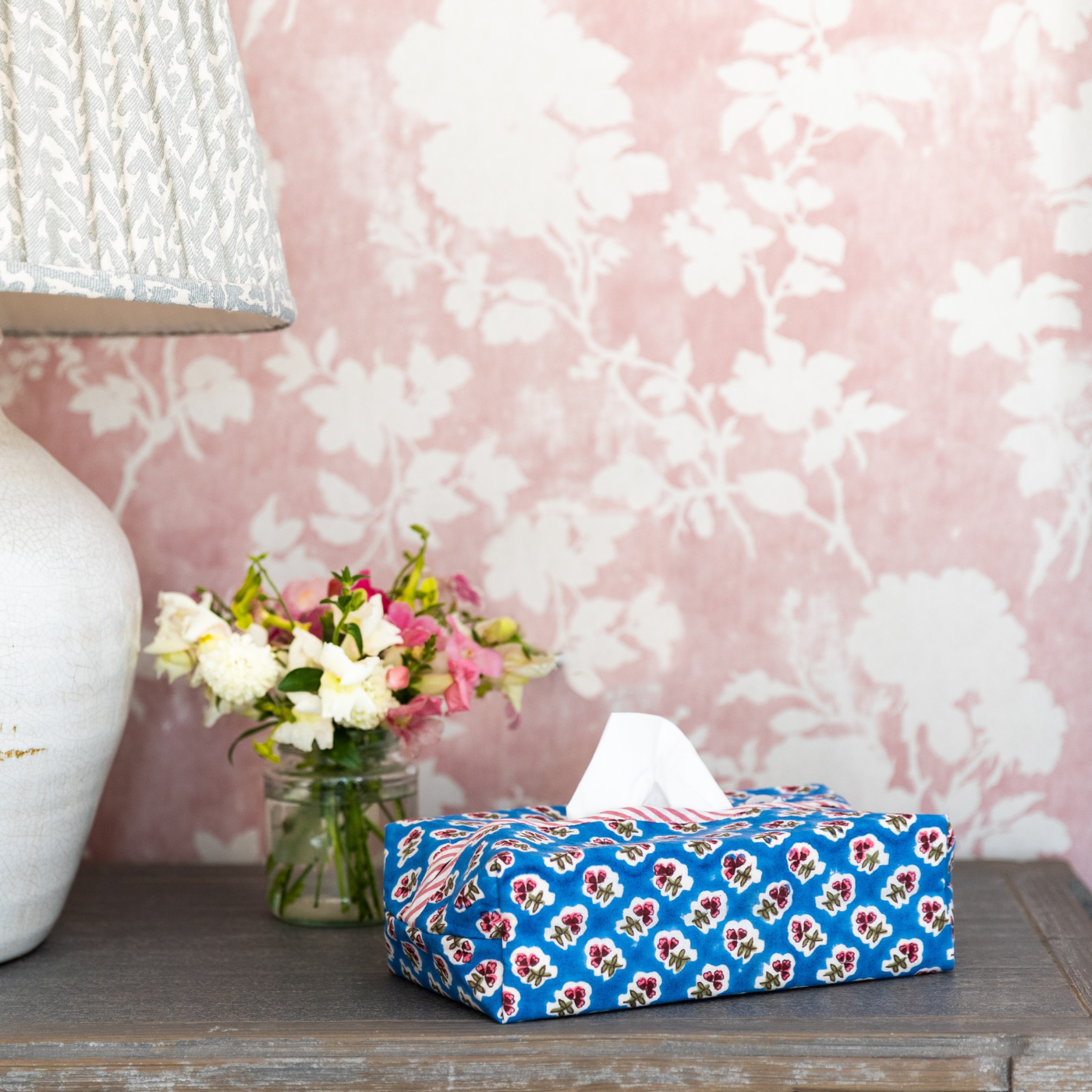 Azure Blue Ditsy Tissue Box Cover