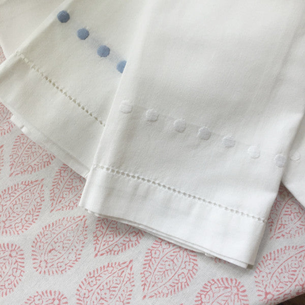 Cotton Hand Embroidered White Dots Hand Towel