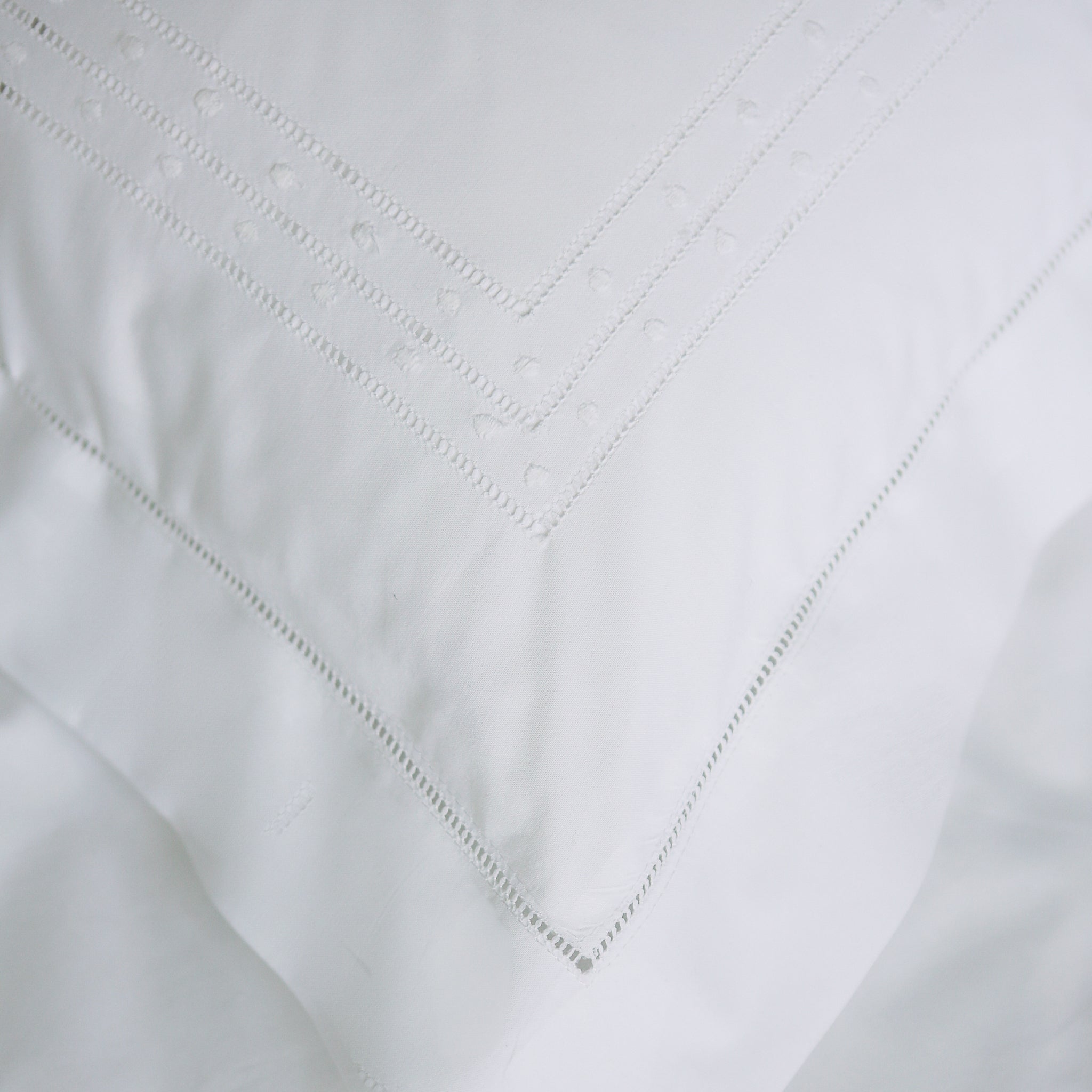 Cotton White Matilda Super King Pillowcase with hand embroidered design
