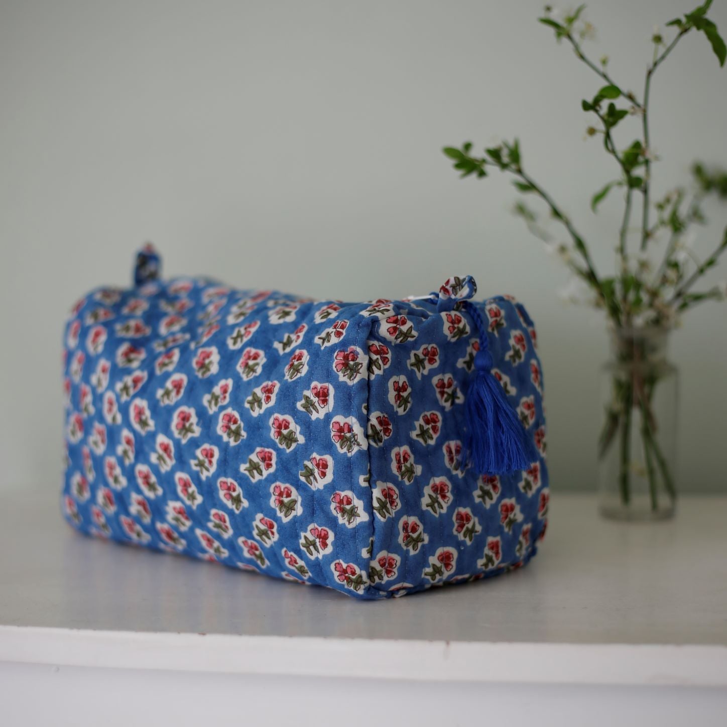 Azure Blue Ditsy Wash Bag