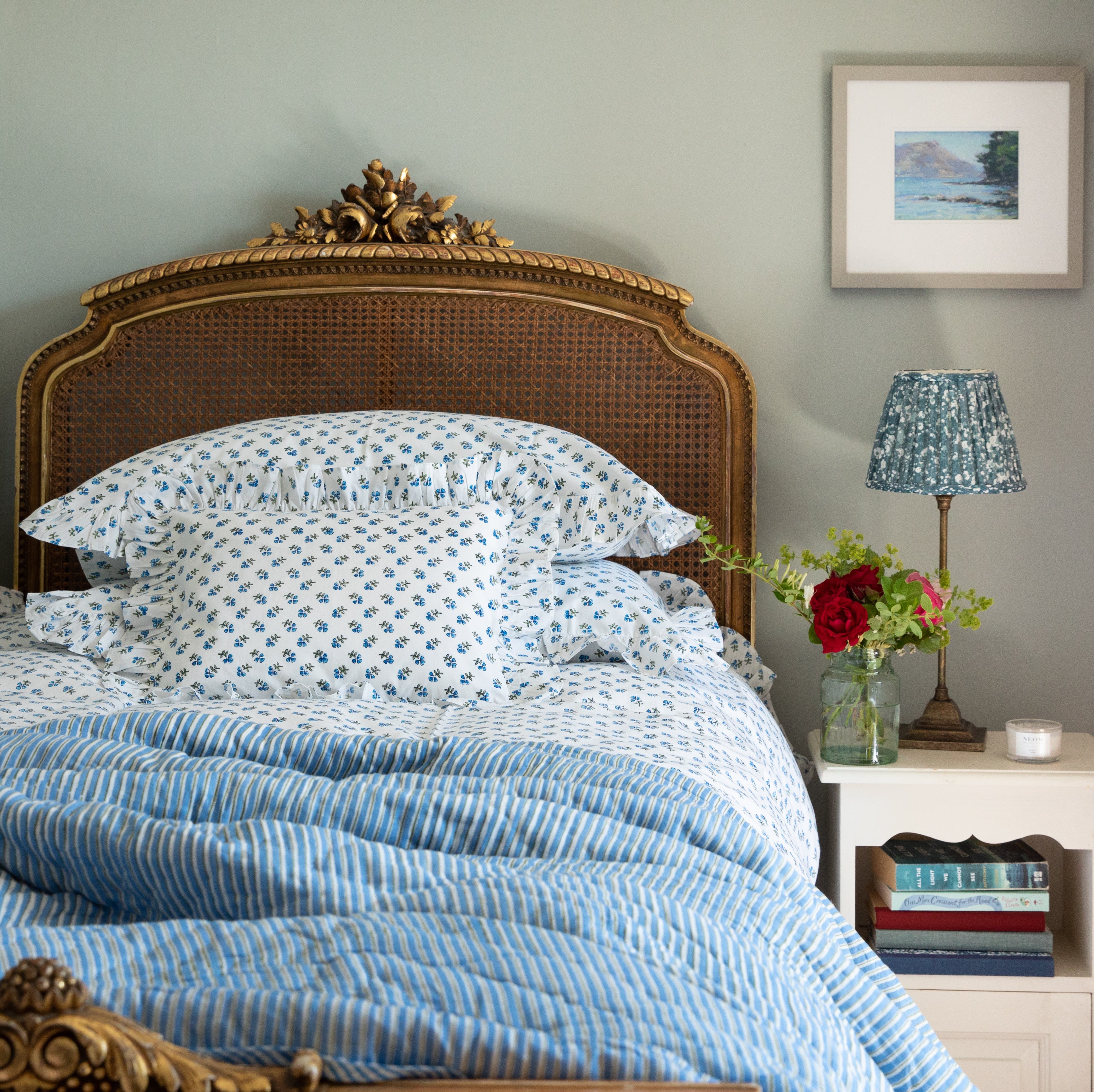 Blue Ditsy Baby Boudoir Pillowcase