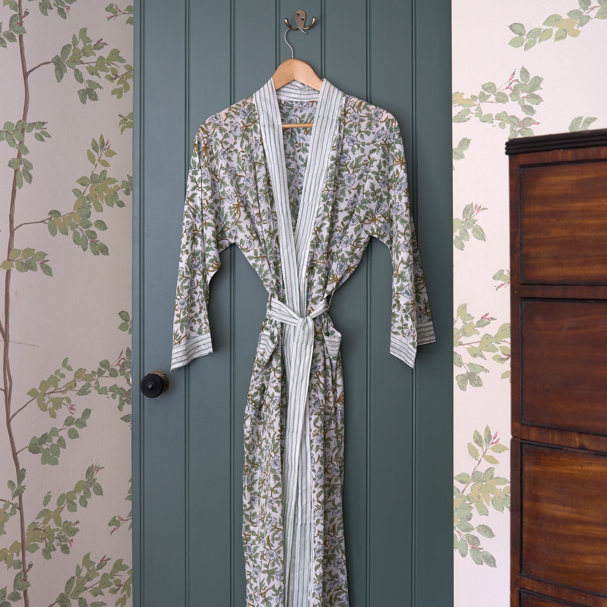 Blue and Green Floral Kimono