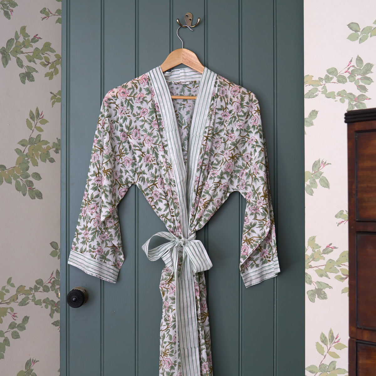 Pink and Green Floral Kimono