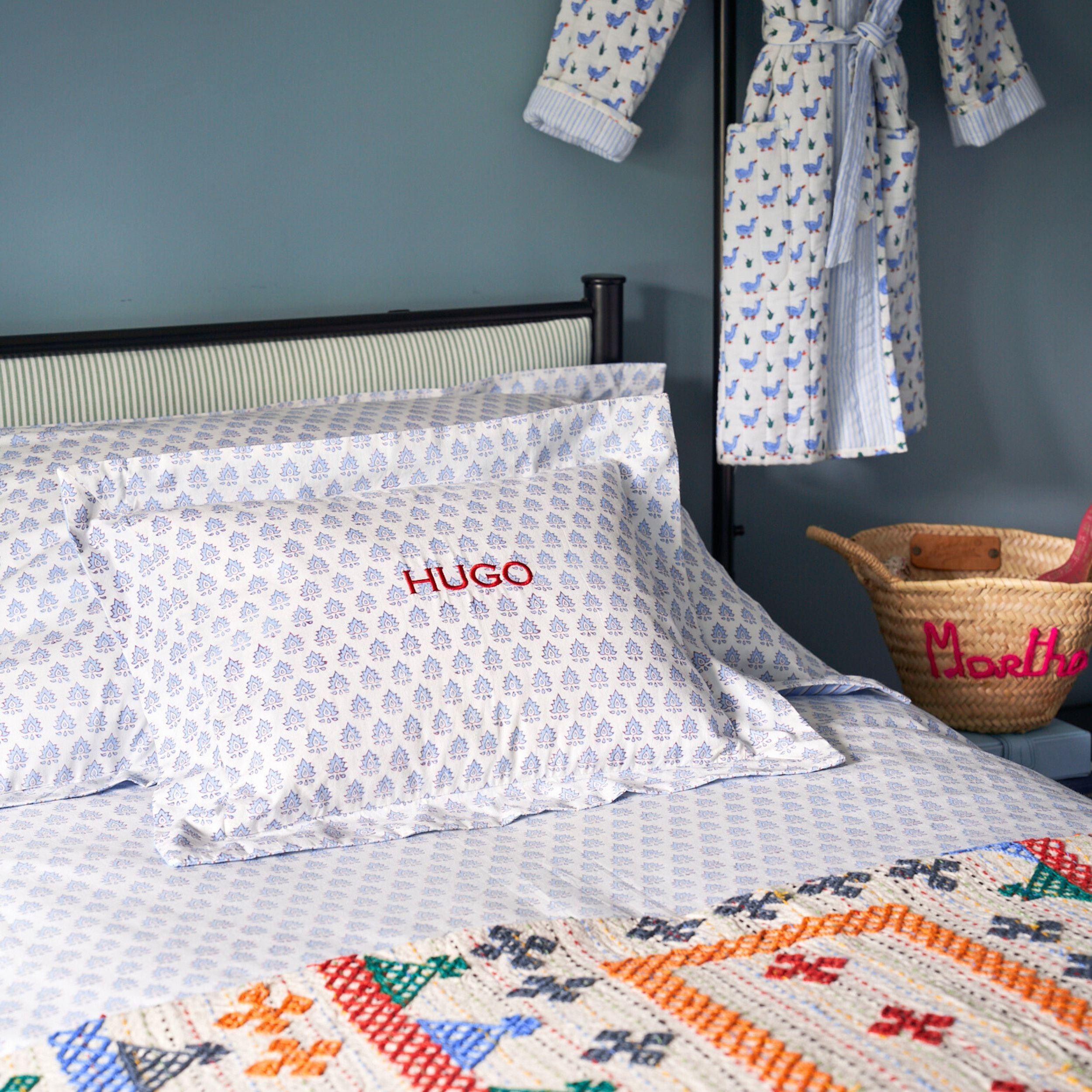 Blue Pomily Cotton Duvet Cover
