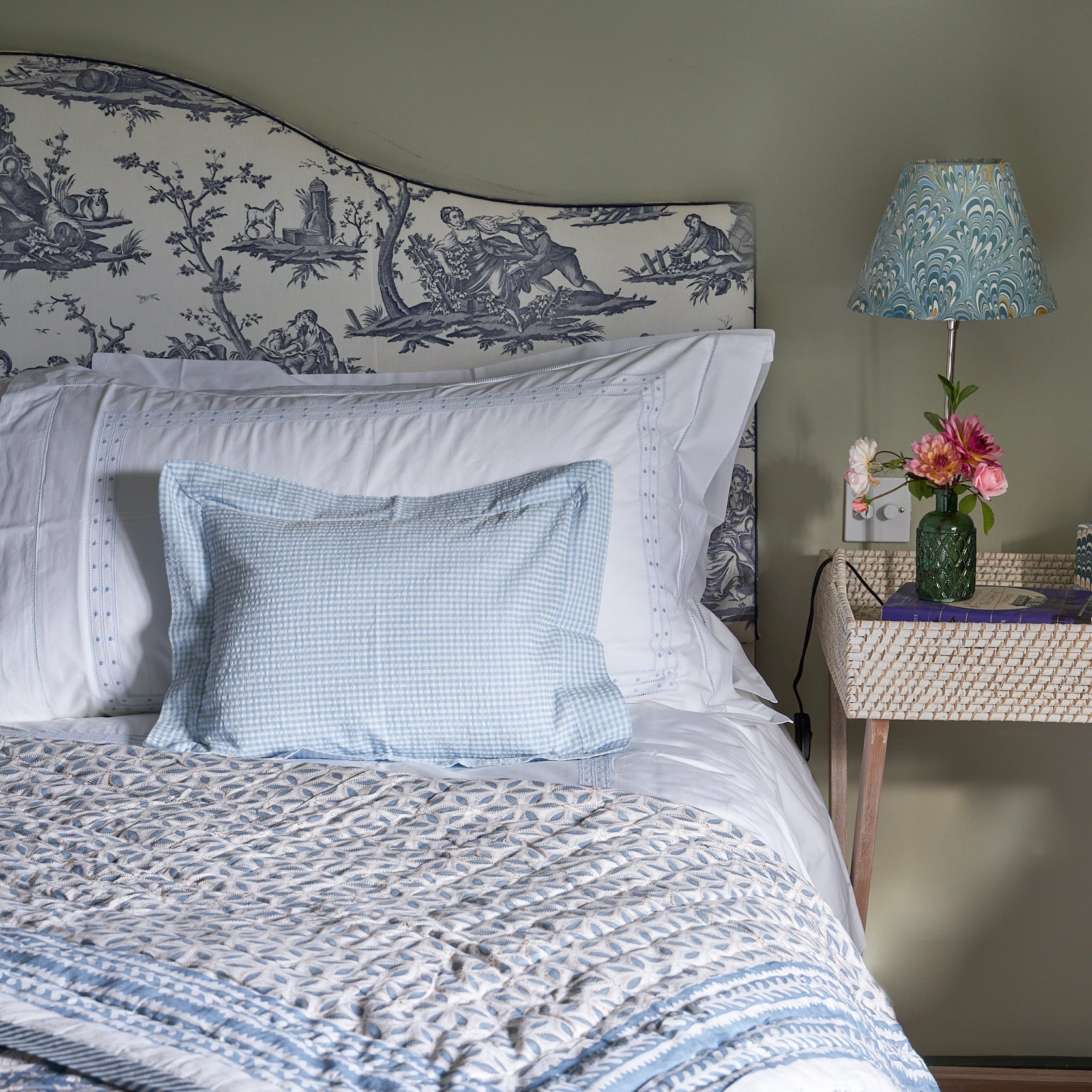 Blue Gingham Oxford Baby Boudoir Pillowcase