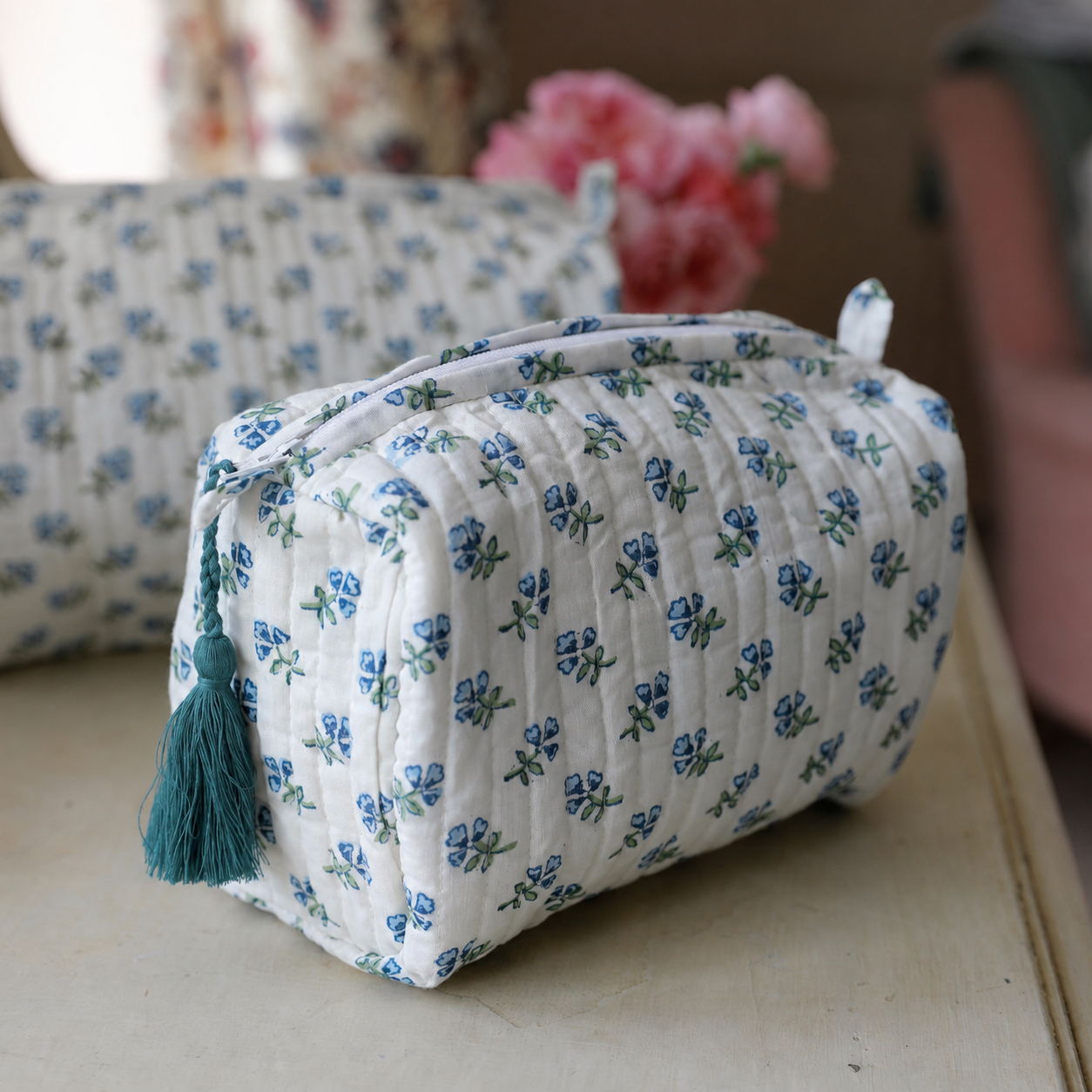 Blue Ditsy Wash Bag